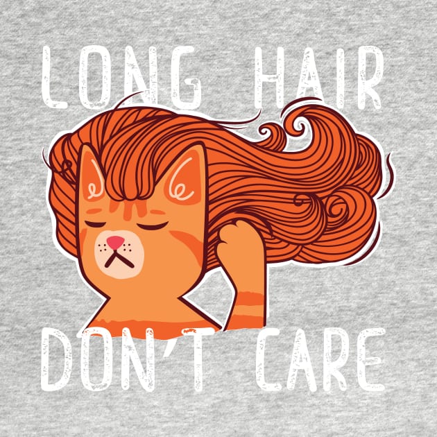 Ginger Cat Long Hair Don't Care T-Shirt stickers mugs and others by SusanaDesigns